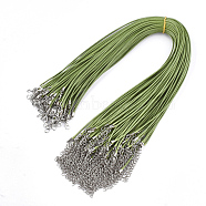 Waxed Cord Necklace Making, with Zinc Alloy Lobster Clasps, Platinum, Yellow Green, 17.8 inch~18 inch(45.5~46cm), 2mm(NCOR-T001-16)