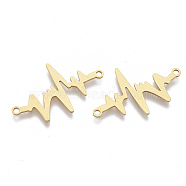 201 Stainless Steel Links connectors, Laser Cut Links, Heartbeat Shape, Golden, 33x20x1mm, Hole: 1.8mm(STAS-N091-33G)