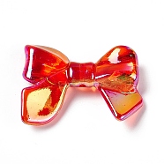 Transparent Acrylic Beads, AB Color, Bowknot, Red, 23x33.5x7.5mm, Hole: 1.7mm(OACR-C009-07A)