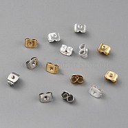 Brass Friction Ear Nuts, Ear Locking Earring Backs for Post Stud Earrings, Mixed Color, 6x4x3.5mm, Hole: 1mm(KK-O131-06-B)