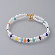 Multi-strand Bracelets, with Czech Glass Seed Beads and Golden Plated Alloy Toggle Clasps, Colorful, 7-3/8 inch(18.8cm), 7mm(BJEW-JB04752)