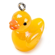 Animal Theme Resin Pendants, AB Color Plated, with Platinum Iron Loop, Duck, 23x18x14mm, Hole: 2mm(RESI-S010-04B)