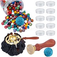 CRASPIRE DIY Scrapbook Making Kits, Including Sealing Wax Particles, Iron Sealing Wax Melting Furnace, Brass Spoon, Plastic Empty Containers, Paraffin Candles, Brass Wax Seal Stamp and Wood Handle Sets, Mixed Color, Sealing Wax Particles: 300pcs(DIY-CP0005-58B)