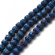 Electroplated Natural Lava Rock Beads Strands, Bicone, Blue Plated, 4x5mm, Hole: 0.8mm, about 89~90pcs/strand, 15.35~15.55 inch(39~39.5cm)(G-G984-17C)