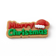 Christmas Theme Opaque Resin Cabochons, for DIY Jewelry Making, Word, 30x13x7mm(X-CRES-M013-01)
