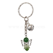 Angel Natural Gemstone Kcychain, with Acrylic Pendant and Iron Findings, Green, 7.6cm(KEYC-JKC00565-03)