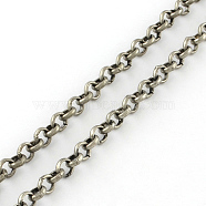 Iron Rolo Chains, Belcher Chain, Unwelded, with Spool, Antique Silver, 4.2x1.2mm, about 164.04 Feet(50m)/roll(CH-J001-BL4.2-AS)