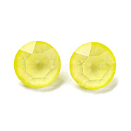 Glass Rhinestone Cabochons, Point Back & Back Plated, Faceted, Round, Jonquil, 8x6mm(RGLA-G021-06A-213DE)