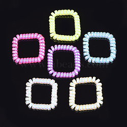 (Holiday Stock-Up Sale)Plastic Telephone Cord Elastic Hair Ties, Ponytail Holder, Square, Mixed Color, 46~50x46~50x8~9mm(OHAR-T006-12)