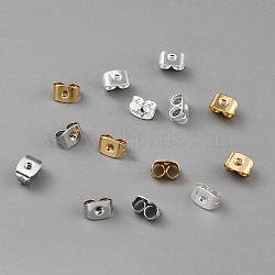 Brass Friction Ear Nuts, Ear Locking Earring Backs for Post Stud Earrings, Mixed Color, 6x4x3.5mm, Hole: 1mm(KK-O131-06-B)