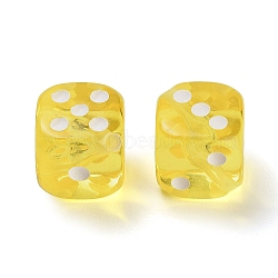 Spray Printed Transparent Acrylic Beads, Dice, Yellow, 18.5x19x19mm, Hole: 2.5mm, about 185pcs/500g(AC-CBA40CF-01B)