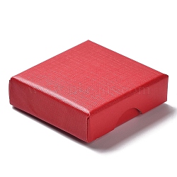Cardboard Jewelry Set Boxes, with Sponge Inside, Square, Red, 7.05~7.1x7.15x1.6cm(CBOX-C016-02B-01)
