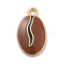 Alloy Enamel Pendants, Light Gold, Coffee bean, 20x12x3mm, Hole: 2mm(ENAM-D060-05A)