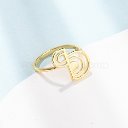Brass Finger Rings for Women, Treble Clef, Golden, US Size 7 1/4(17.5mm)(KK-CBA3D94-02G)