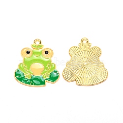 Alloy Enamel Pendants, Light Gold, Frog, Green Yellow, 25x22.5x1.5mm, Hole: 1.6mm(ENAM-WH0054-21)