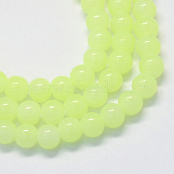 Baking Painted Imitation Jade Glass Round Bead Strands, Green Yellow, 4.5~5mm, Hole: 1mm, about 200~210pcs/strand, 31.4 inch(DGLA-Q021-4mm-21)
