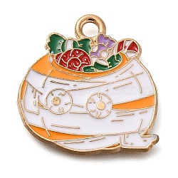 Christmas Theme Alloy Enamel Pendants, Golden, Pumpkin, 20.5x20x1mm, Hole: 1.8mm(ENAM-Q508-02D)