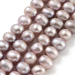 Natural Cultured Freshwater Pearl Beads Strands, Potato, Rosy Brown, 7~8mm, Hole: 0.6mm, about 26pcs/strand, 6.69 inch(17cm)(PEAR-C003-18A)