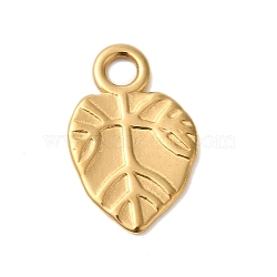 Ion Plating(IP) 304 Stainless Steel Pendants, Leaf Charms, Real 18K Gold Plated, 17x11x1mm, Hole: 2.5mm(STAS-N103-71G)