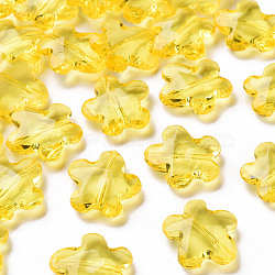 Transparent Acrylic Beads, Faceted, Flower, Gold, 18.5x18.5x5.5mm, Hole: 1.2mm, about 470pcs/500g(TACR-S154-32B-85)