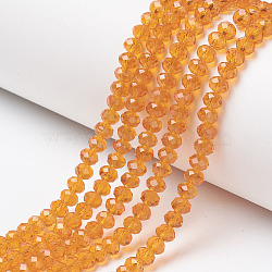 Glass Beads Strands, Faceted, Rondelle, Dark Orange, 2.3~2.7x2mm, Hole: 0.4mm, about 150~155pcs/strand, 12.60~12.99 inch(32~33cm)(EGLA-A044-T1mm-D05)