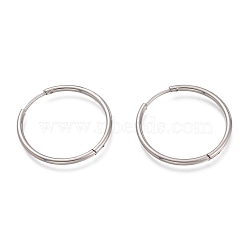 Tarnish Resistant 304 Stainless Steel Needle with 201 Stainless Steel Ring Huggie Hoop Earrings, Hypoallergenic Earrings, Stainless Steel Color, 15 Gauge, 23.5x1.5mm, Pin: 0.8mm(EJEW-L256-02B-P)