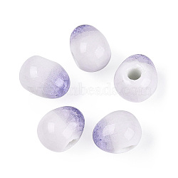 Handmade Porcelain Crackle Beads, Teardrop, Lilac, 11~13x10x9mm, Hole: 3mm(PORC-Q006-12B)