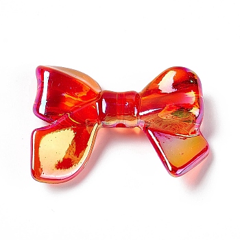 Transparent Acrylic Beads, AB Color, Bowknot, Red, 23x33.5x7.5mm, Hole: 1.7mm