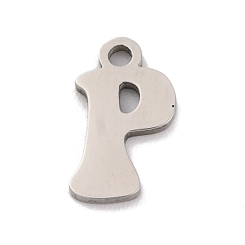 Non-Tarnish 201 Stainless Steel Charms, Laser Cut, Letter Charm, Letter P, 10.5x6x1mm, Hole: 1.2mm