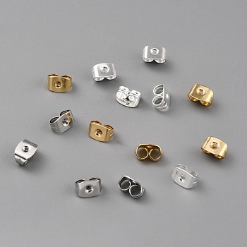 Brass Friction Ear Nuts, Ear Locking Earring Backs for Post Stud Earrings, Mixed Color, 6x4x3.5mm, Hole: 1mm