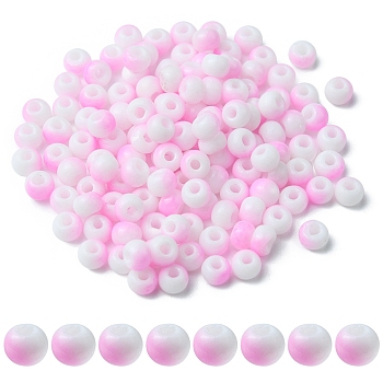 6/0 Opaque Glass Seed Beads, Round Hole, Rondelle, Pearl Pink, 4~4.5x3~4mm, Hole: 0.8~1.5mm, 10g/box