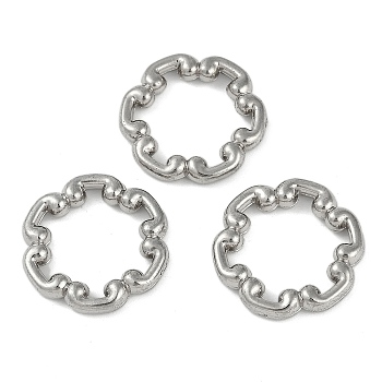 CCB Plastic Linking Rings, Flower, Platinum, 21x22x4mm, Inner Diameter: 18x14mm