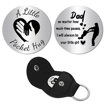 201 Stainless Steel Commemorative Coin, Pocket Hug Coin, Inspirational Quote Coin, Decision Maker, Flat Round, Stainless Steel Color, Heart, 30x2mm
