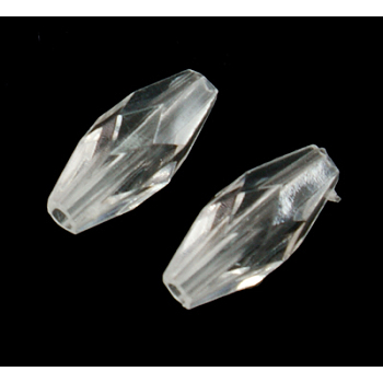 Transparent Acrylic Beads, Faceted, Rice, Clear, 11x5mm, Hole: 1.5mm, about 2750pcs/500g