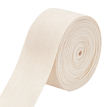 10M Cotton Ribbon, Twill Tape Ribbon, Double Herringbone Ribbon, for Carpet Decor, Flat, Cornsilk, 2 inch(50mm), about 9.62 Yards(8.8m)/Set
