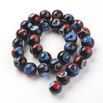 Handmade Millefiori Glass Beads, Round, Colorful, 11.5~12mm, Hole: 1.2mm