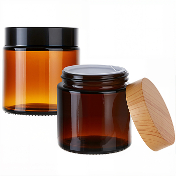 2Pcs 2 Colors Refillable Glass Cream Jar, with ABS Cap and PE Gasket, for Personal Care, Mixed Color, 6.05x6.6cm, 1pc/color