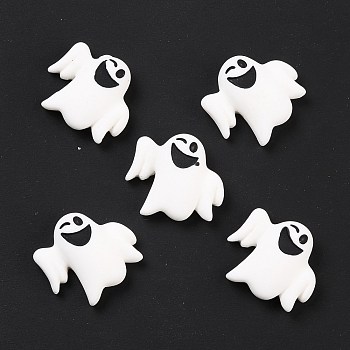Ghost Opaque Resin Cabochons, for Halloween, White, 19x22x7mm