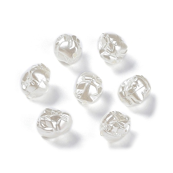 Opaque Pearlized Acrylic Beads, Drusy Nuggets, Floral White, 12.5x10x10mm, Hole: 1.6mm, about 880pcs/500g