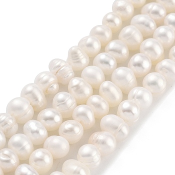 Natural Cultured Freshwater Pearl Beads Strands, Potato, Floral White, 3.5~4mm, Hole: 0.5mm, about 45~59pcs/strand, 6.89~7.68 inch(17.5~19.5cm)