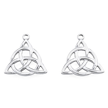 Non-Tarnish 201 Stainless Steel Pendants, Trinity Knot, Stainless Steel Color, 27x25.5x2.5mm, Hole: 2.5mm