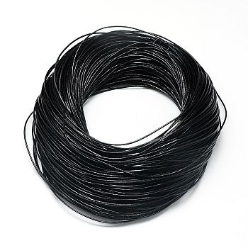 Round Cowhide Leather Cord, Leather Rope String for Bracelets Necklaces, Black, 1mm, about 100yard/bundle