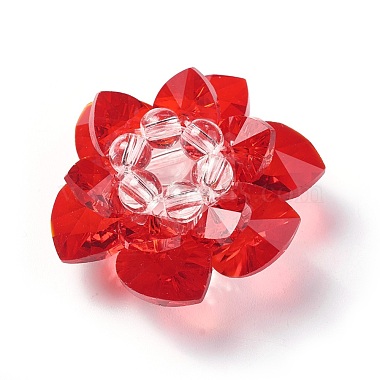 35mm Red Flower Glass Beads