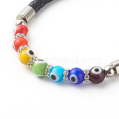 Bracelets de perles faits à la main de perles de chalumeau de mauvais œil(BJEW-JB06373)-4