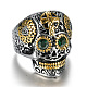 Two Tone 316 Surgical Stainless Steel Skull with Cross Finger Ring(SKUL-PW0002-033D-GP)-1