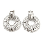 Brass Dangle Stud Earrings, Donut, Platinum, 32x24.5mm(EJEW-C066-14P)