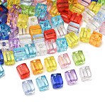 Transparent Acrylic Beads, Cuboid, Faceted, Mixed Color, 7.5x7.5x8.5mm, Hole: 3.2mm, about 1282pcs/500g(AC-CBA53C6-07)