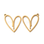 Ion Plating(IP) 304 Stainless Steel Pendants, Heart Charm, Real 18K Gold Plated, 27x24x1.5mm, Hole: 2mm(X-STAS-A070-28G)