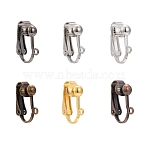 24Pcs 4 Color Brass Clip-on Earring Findings, Mixed Color, 17x14x7mm, Hole: 1mm, 6 colors, 4pcs/color, 24pcs/Box(KK-ZZ0001-11)