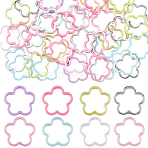 40Pcs UV Plating Acrylic Beads Frame, Iridescent, AB Color, Flower, 42.5x41x4.5mm, Hole: 2mm(MACR-SP0001-91)